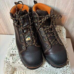 Timberland PRO Black Brown and Orange Work Boots Size 9W
